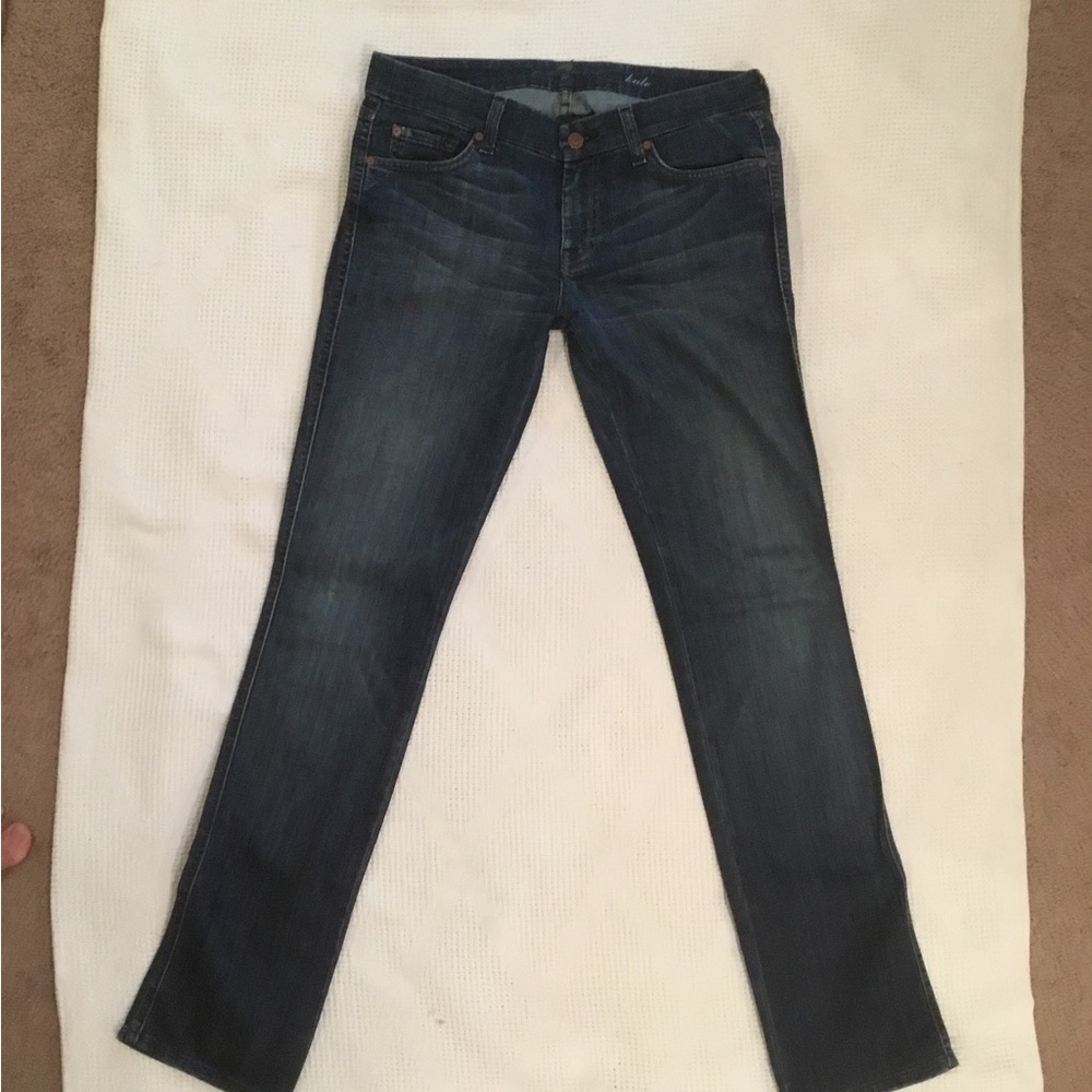 7 For All Mankind Dark Blue Straight Jeans
